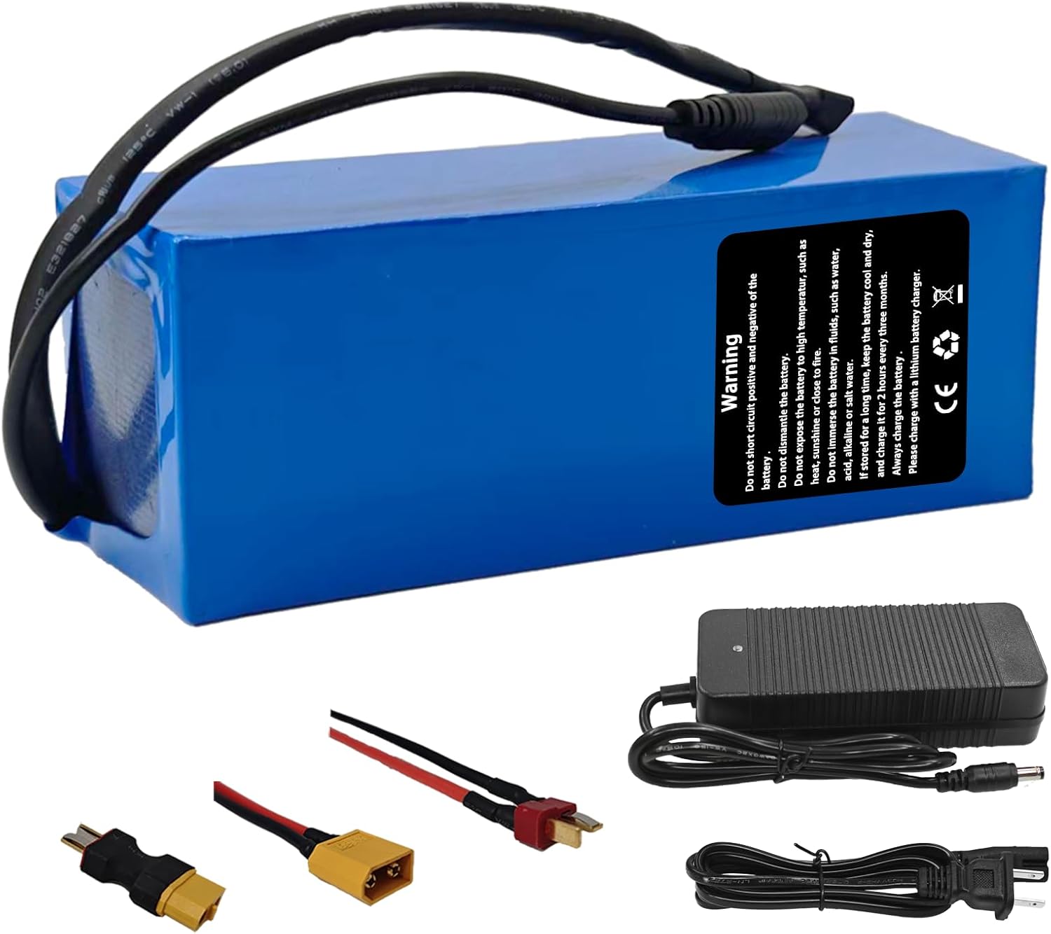36V 8Ah Battery with 30A BMS, T-Plug, XT60 and XT60 to T-Plug Connectors, for 100W-800W Motors