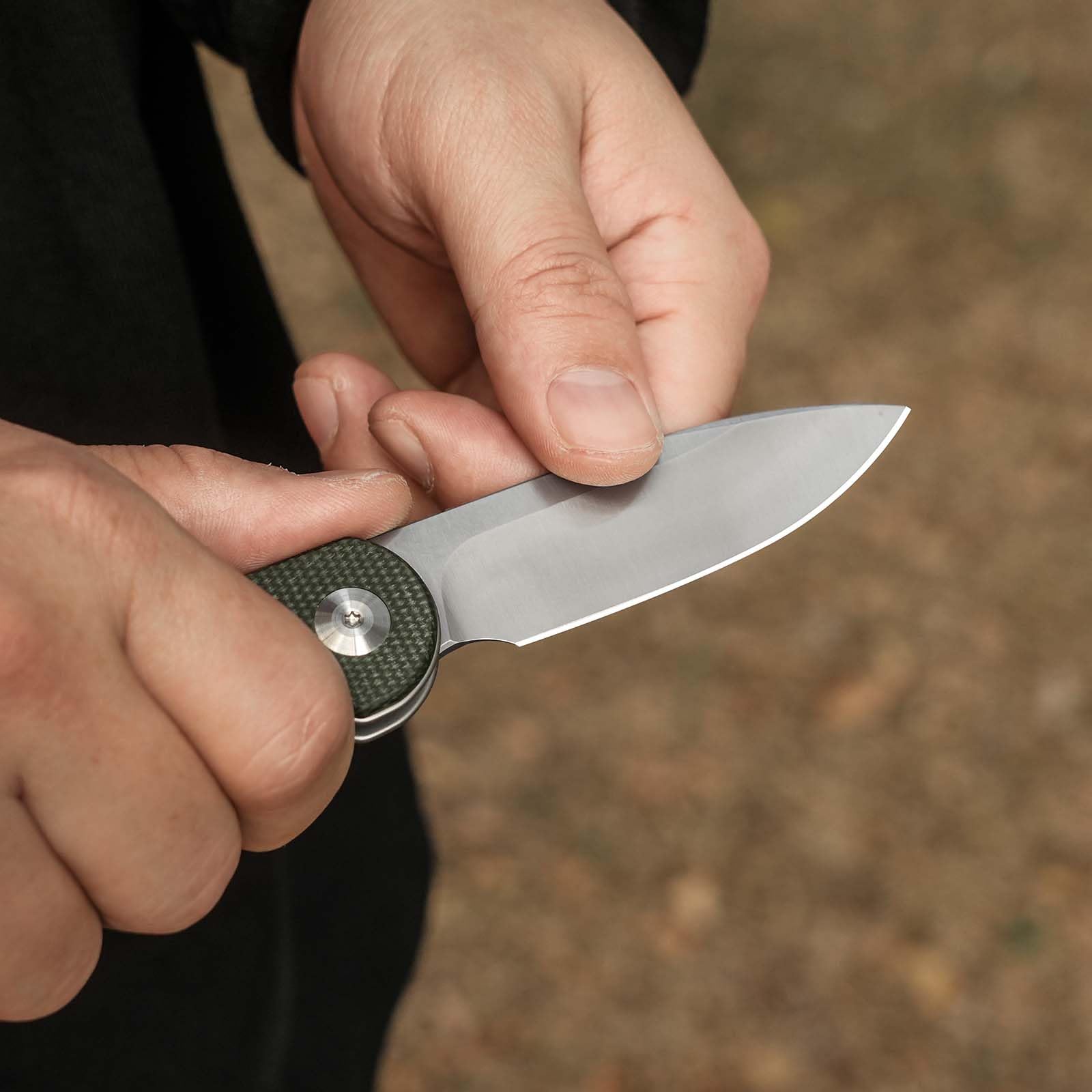 CIVIVI Elementum Slip Joint Taschenmesser Klappmesser 7,52 CM 14C28N Klinge Canvas-Micarta-Griff, Outdoor EDC-Messer C18062AJ-2 (Grün)