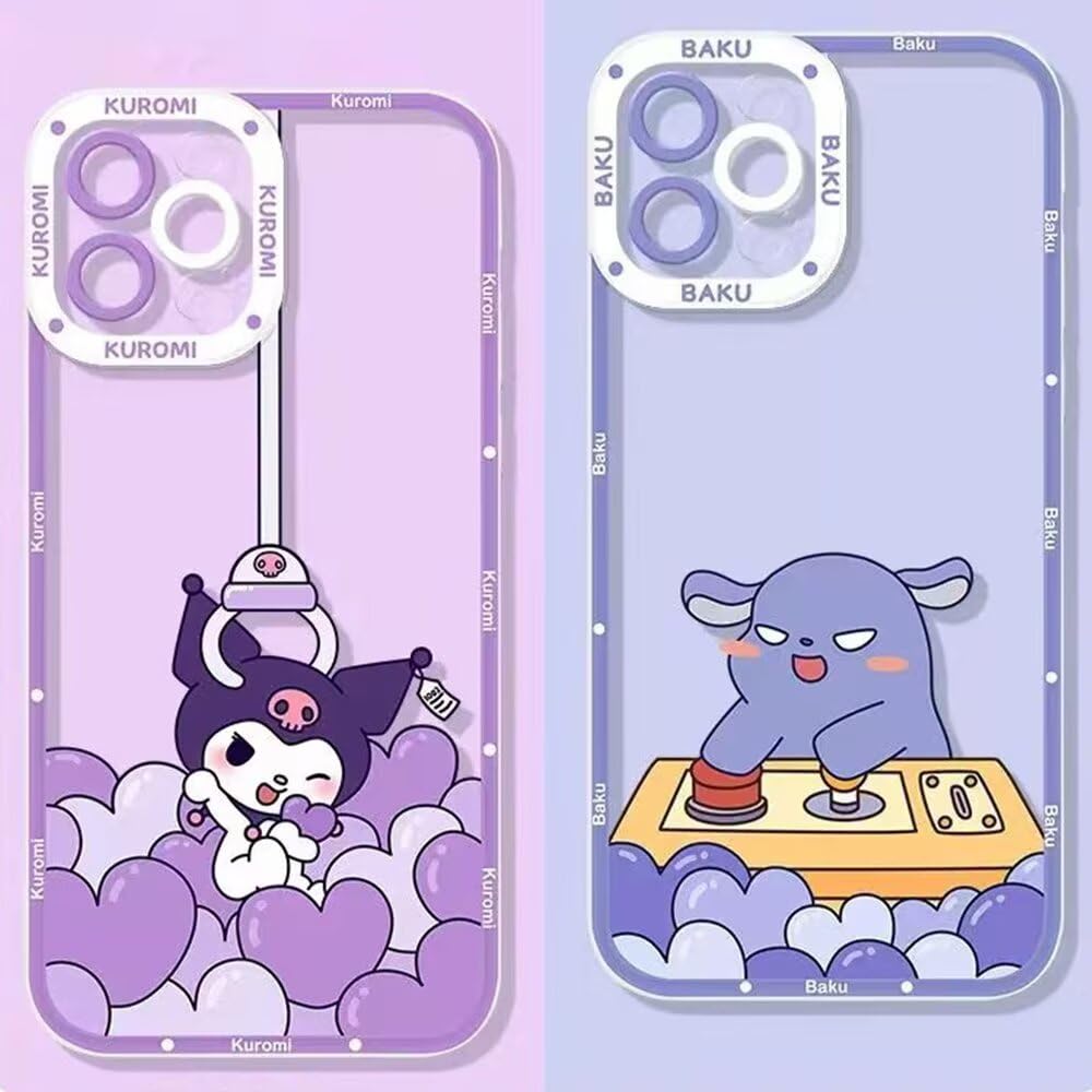 サンリオ クロミ iPhone17Pro 用 ケース カップル クリア 保護カバー かわいい スマホケース ［透明 軽薄型 ワイヤレス充電対応 レンズ保護 ストラップホール付き］ 6.3インチ ケース アイフォン17Pro 対応 PURPLE