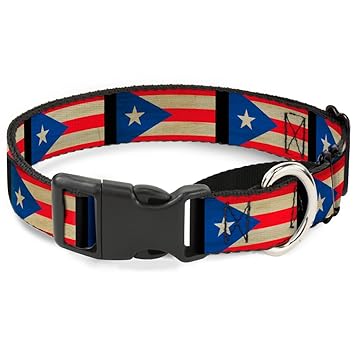 Buckle-Down Martingale Dog Collar - Puerto Rico Flag Weathered - 1