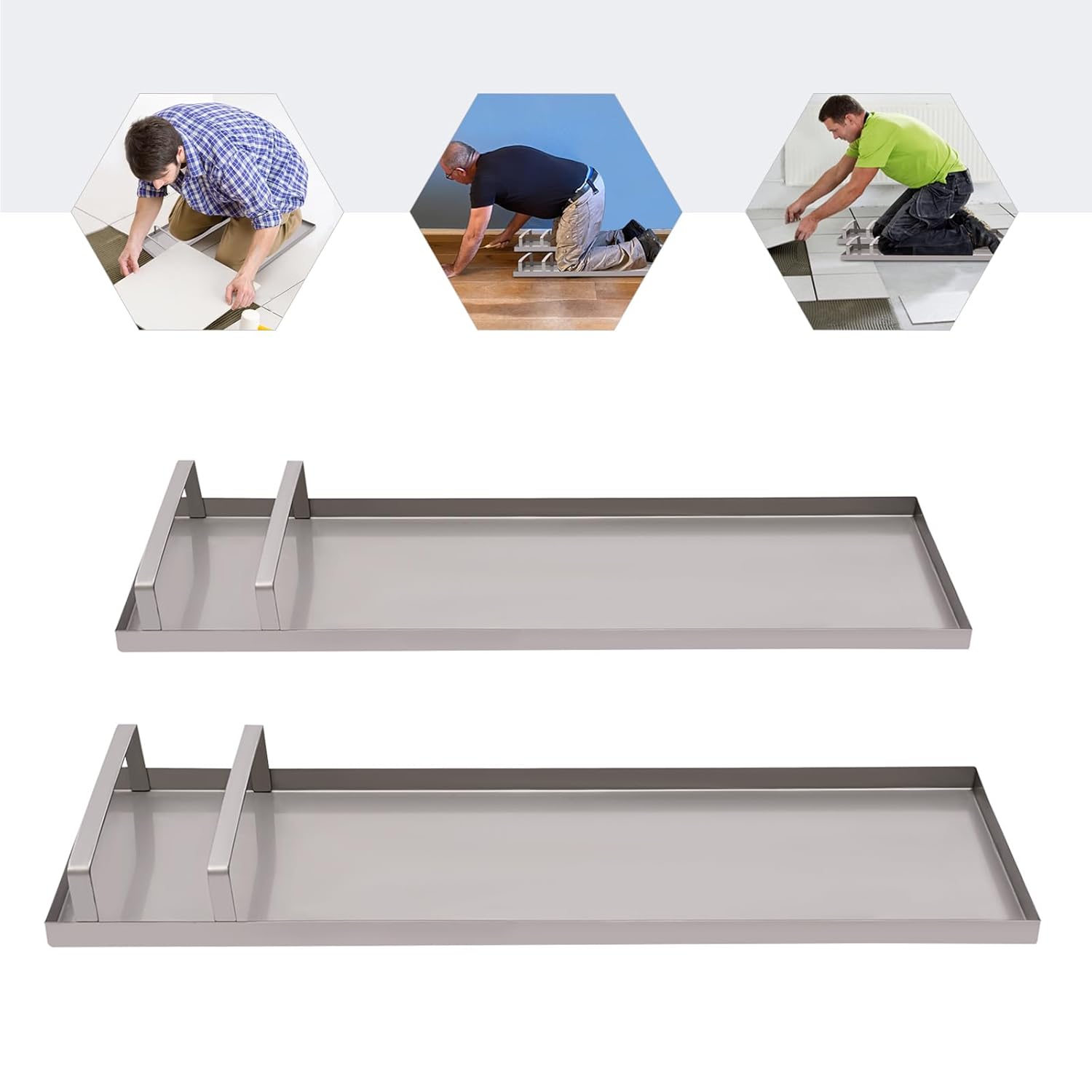 30"*8" Concrete Knee Boards Slider Knee Boards, Kneeler Board Stainless Steel Kneeboards, Concrete Board Slider Tools, Pair Moving Sliders w/Round Conner, for Cement & Concrete Finishing