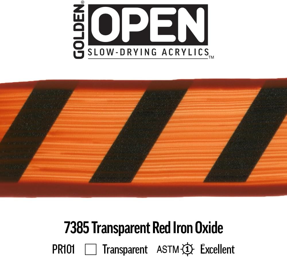 GOLDEN OPEN Slow-Drying Acrylics, Trans. Red Iron Oxide, 5 fl oz. tube, Professional Acrylic Paint, Transparent