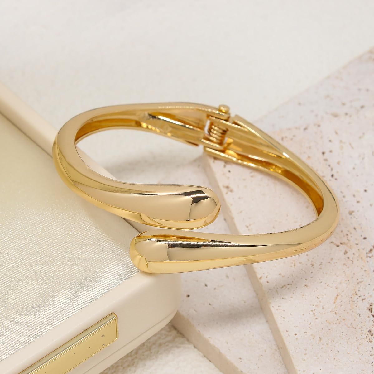 Gold Bangle Bracelets for Women Twisted Hinged Cuff Bracelet Jewelry Gifts - Image 3