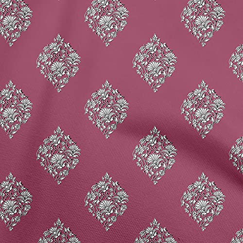 oneOone Georgette Viscose Magenta Fabric Block Dress Material Fabric Print Fabric By The Yard 42 Inch Wide