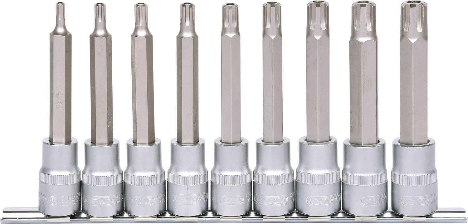 KS Tools 911.1630 1/2"RIBE® Zestaw gniazd bitów, dlugich9-szt, M5-M14