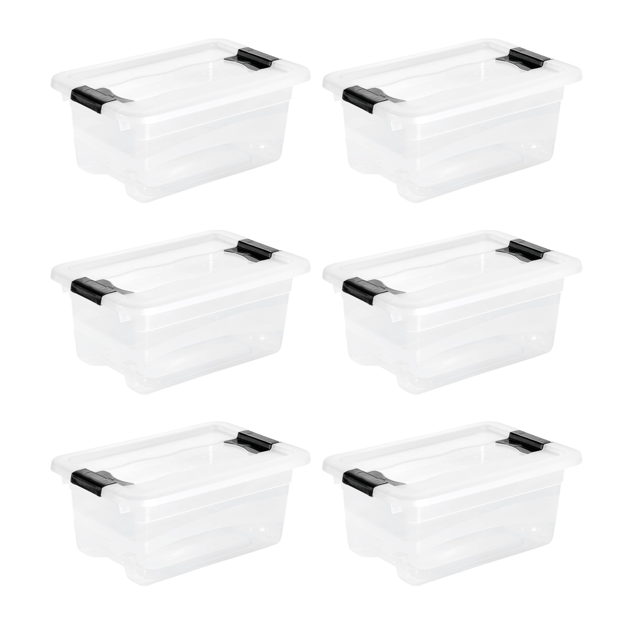 keeeper cornelia 6x Aufbewahrungsbox mit Deckel und Schiebeverschluss, 29,5 x 19,5 x 12,5 cm, 4 l, Transparent