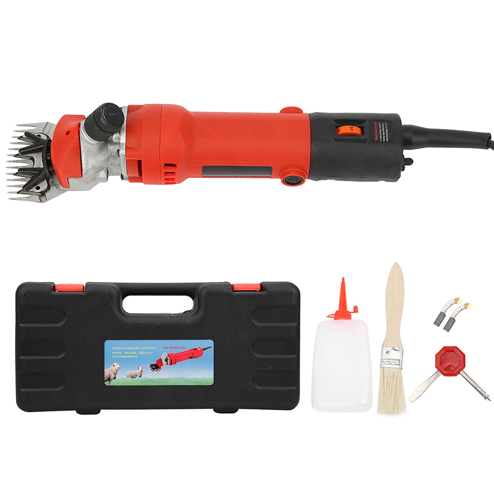Walfront Black/Orange 690W Forbici elettriche per capre per pecore 6 velocità Tagliatore di toelettatura per animali Rasatura della lana per bestiame da fattoria EU AC220V(arancia)