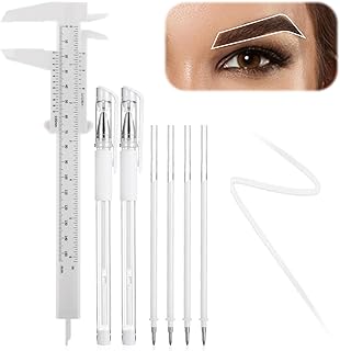 cobee 7 Pcs Brow Mapping Pen Set, Eyebrow Pen with 4 Replacement Refills And 1 Ruler, Eyebrow Mapping Pencil Permanent Makeup Measuring Tool for Artists Eyebrow Skin