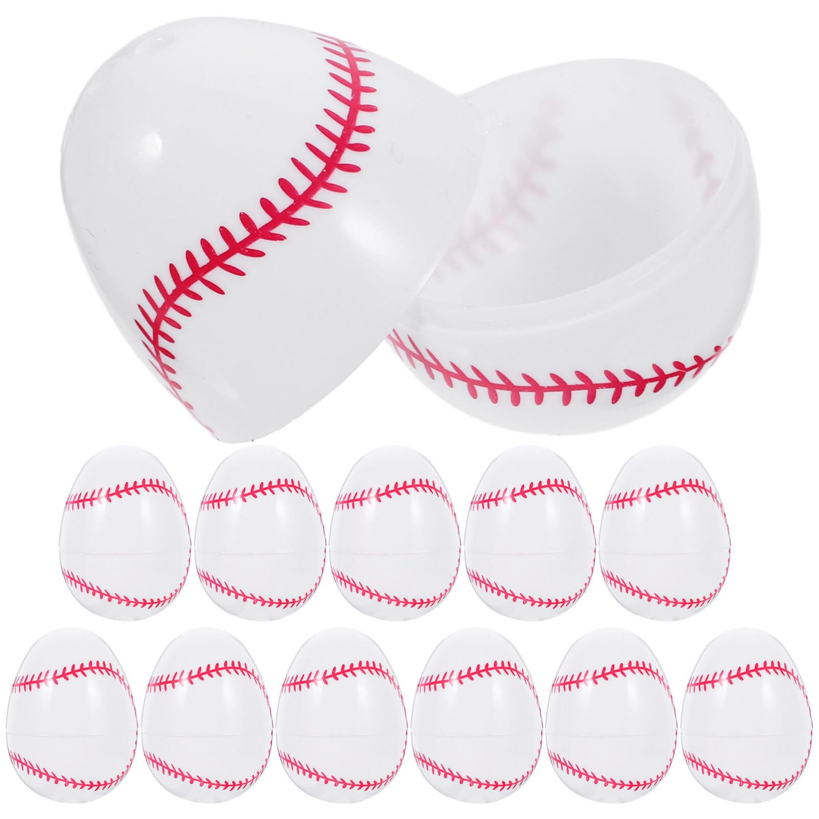 ibasenice Baseball Softball Easter Egg 12pcs Fillable Baseball Easter Basket Stuffers Empty Plastic Softball Filled Easter Eggs Empty Sports Balls Egg Sports Easter Egg Hunt
