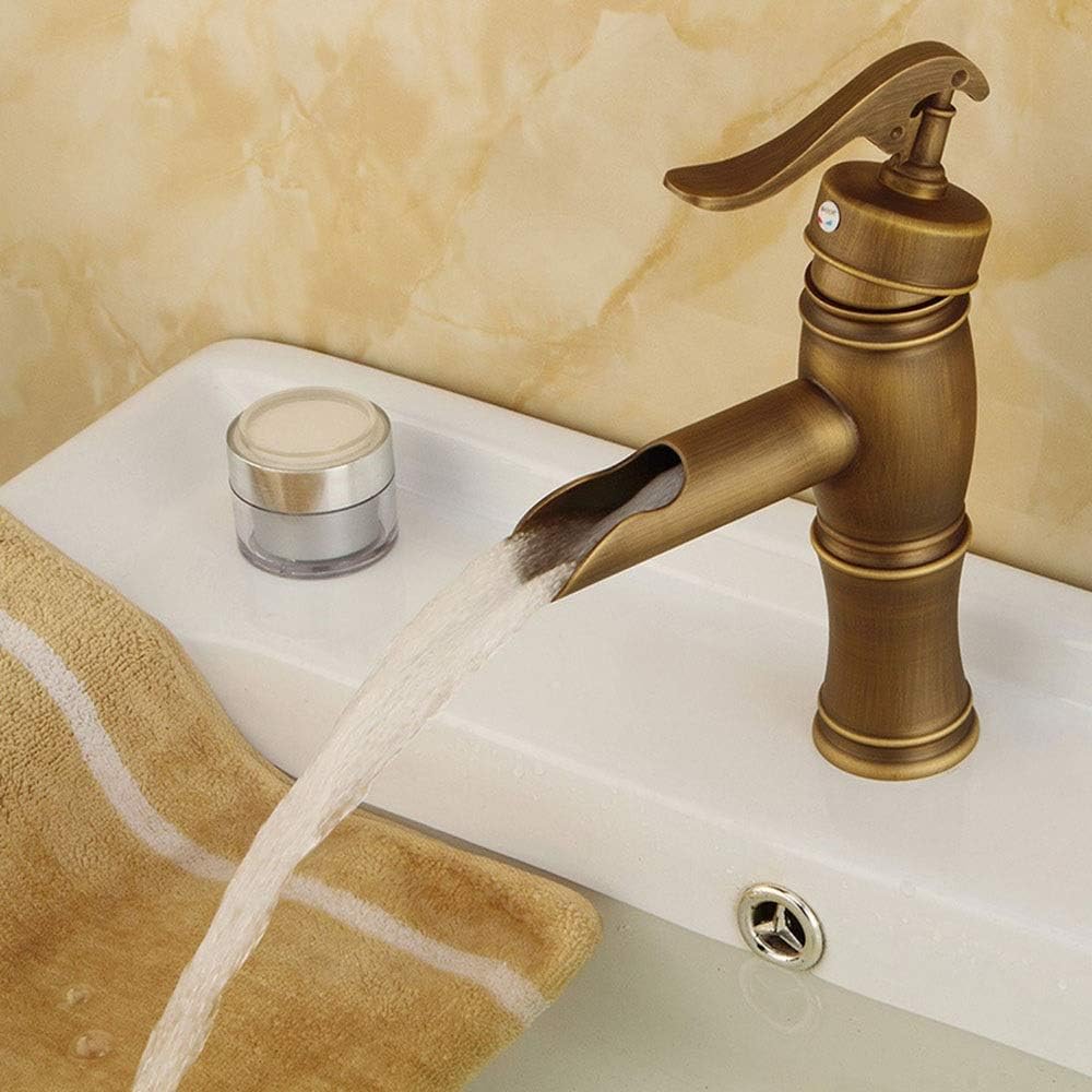 キッチン蛇口 シングルハンドルワンホールオイルこすりブロンズ仕上げ大噴水滝浴室洗面化粧台の蛇口ステンレス鋼浴室の蛇口2色 タップシン 【プルアウトホース】