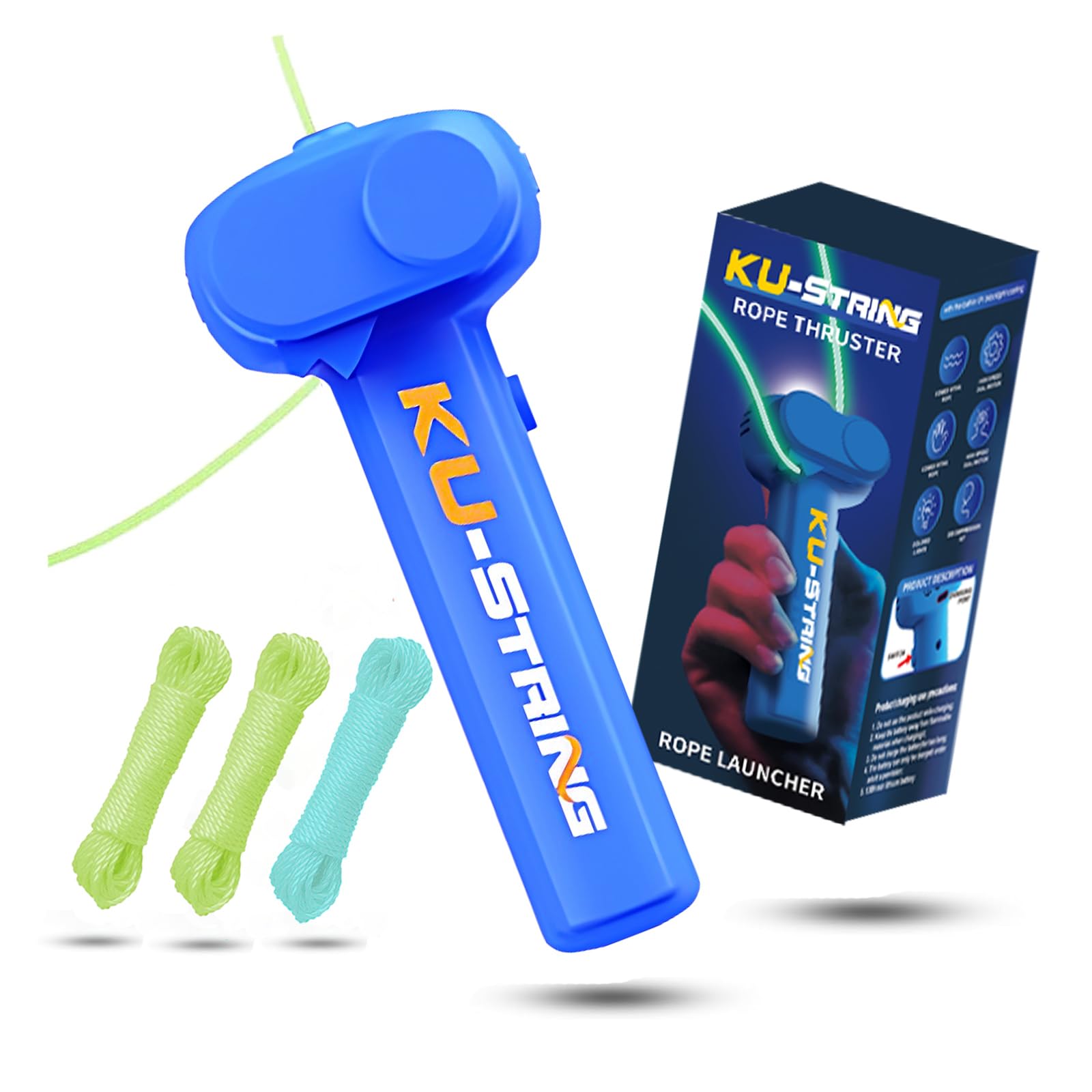 CAEKSALIRevolutionary Blue String Rope Launcher Loop Fidget Toy - Defy Gravity and Boost Imagination for Kids and Adults (Deep Blue)