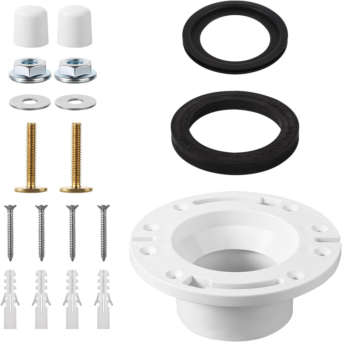 RV Toilet Socket Flange Kit, 4" RV Toilet Floor Flange Seal with Toilet Seal Gasket