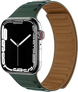 سوار سيليكون من دلع موبايلك متوافق مع ساعة ابل الترا 49 ملم 46 ملم 45 ملم 44 ملم 42 ملم، سوار حلقي مع اغلاق مغناطيسي قوي مصمم لساعة اي ووتش الترا 2 سلسلة 10 9 8 7 6 5 4 3 2 1 اس اي