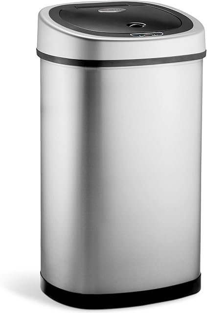 NETTA 50L Kitchen Sensor Bin - Large Touch-Free Automatic Motion Sensor Waste Rubbish Bin, Dustbin, Trash Can - Stainless Steel Finish - 50 Litre - Silver