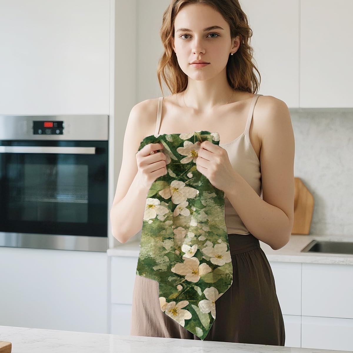 Jztco 4 Pcs Vintage Flower Kitchen Towels, Rustic Decorative Absorbent Microfiber Dish Cloth Tea Towel, Durable Waffle Hand Towels for Farmhouse Home Bathroom, Housewarming Gifts - Image 6