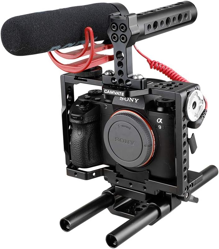 CAMVATE Quick Release Camera Cage with Rosette Attachment for a7 II, a7R II, a7S II，a7 III, a7R III, a9 Series