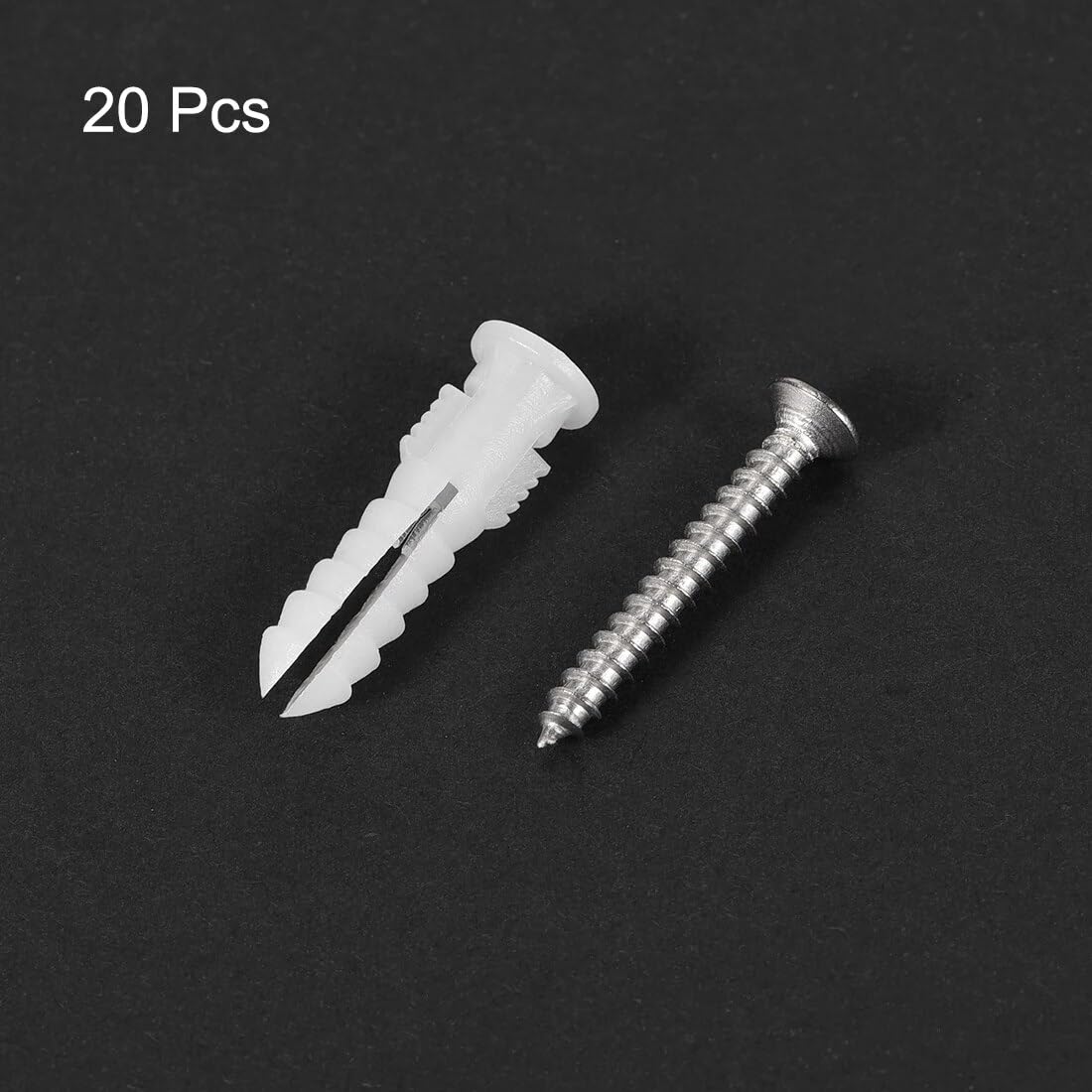 Wanddübel, 20 Stück 6 mm x 30 mm Kunststoff-Expansionsrohranker Wand mit Schrauben Weiß for Hausgarten-DIY-Anwendung