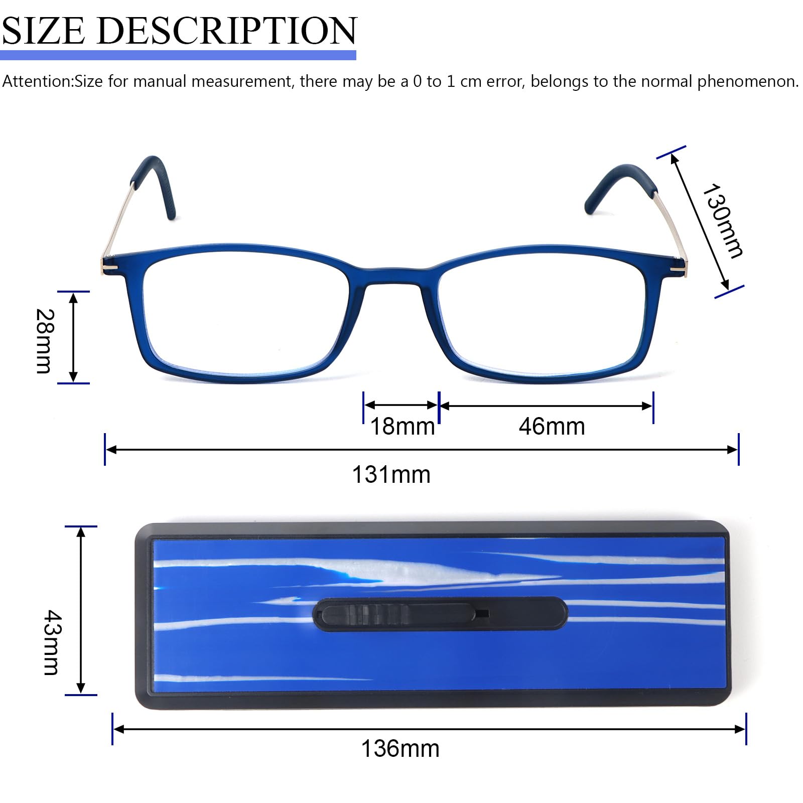 MMOWW Ultra thin Reading Glasses for Men Women Lightweight TR90 Blue Light Blocking Compact Computer Readers Portable Unique Stretchable Slim Flat Case (Blue - Image 3