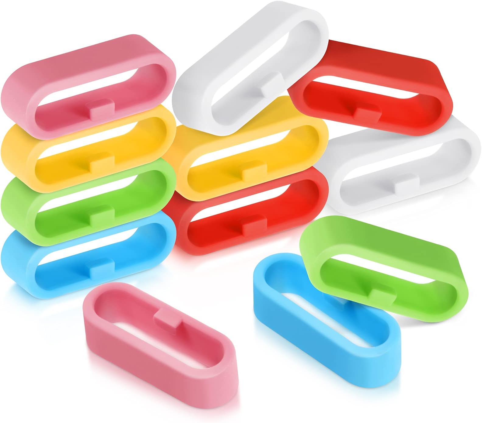 12 Pieces Replacement Fastener Ring Silicone Replacement Fastener Secure Loops Silicone Connector Security Rings Holder Keeper Loops Replacement for Smartwatch Strap Accessories, 6 Colors, 20 mm