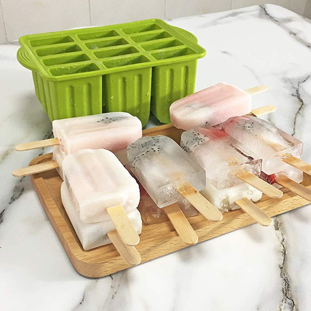 12 Grid Popsicle Moulds Ice Cube Freezing Tray Ice Cream Maker Yogurt DIY Moulds