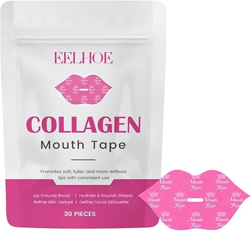 EELHOE Collagen Lip Mouth Tape,30 Pcs Overnight Moisturizing Nourishing Lip Care Patches