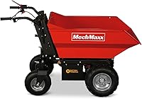 MechMaxx E50 Electric Mini Dumper: 1100lbs Capacity, 1000W 48V Brushless Motor, LED Display, 30W Lights - Red Wheelbarrow