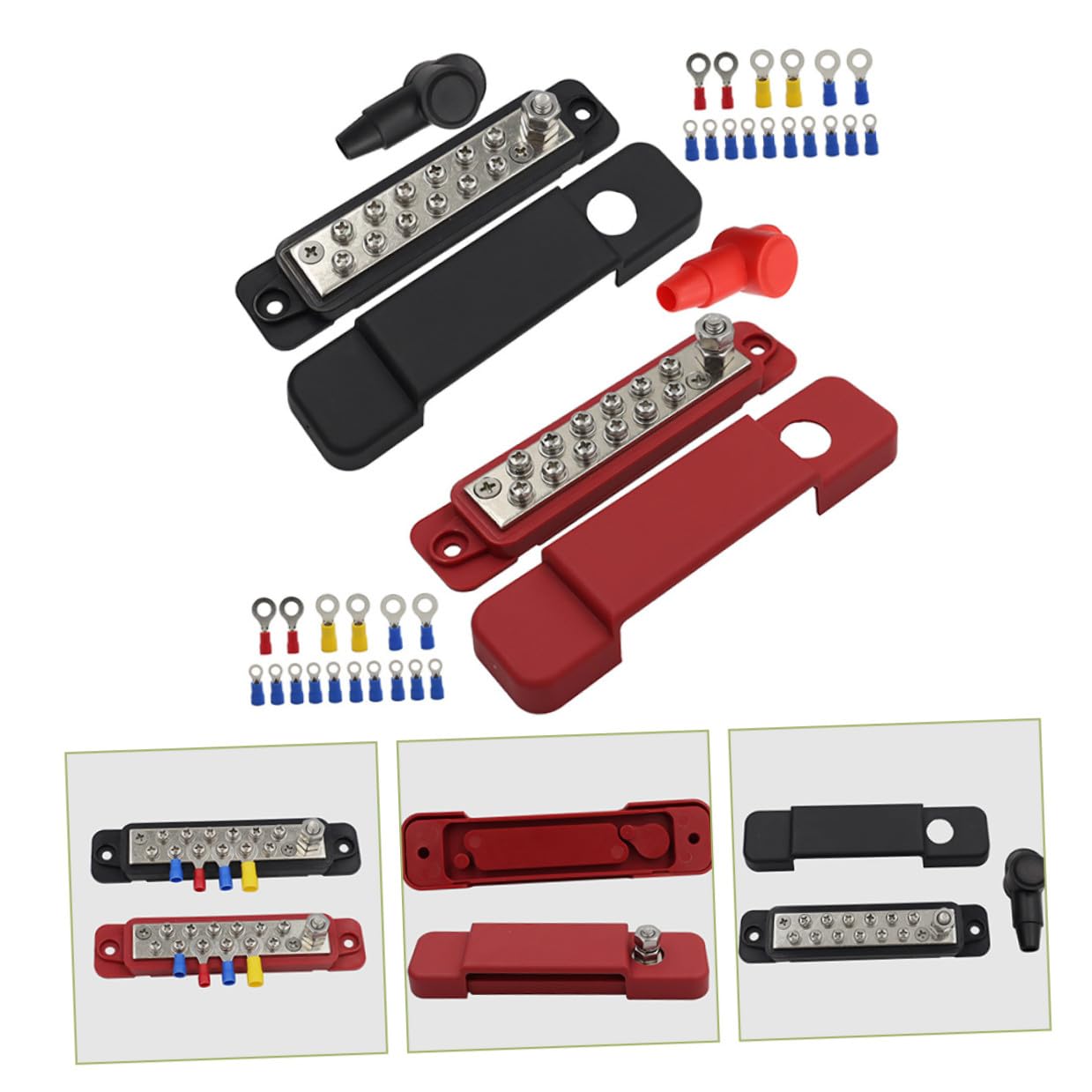 VANZACK Morsettiera per Uso Marino e Auto 12 Vie 48v 150a Barra Collettrice in Acciaio Inox per Camper Yacht e Barche Terminali Resistenti alla Corrosione