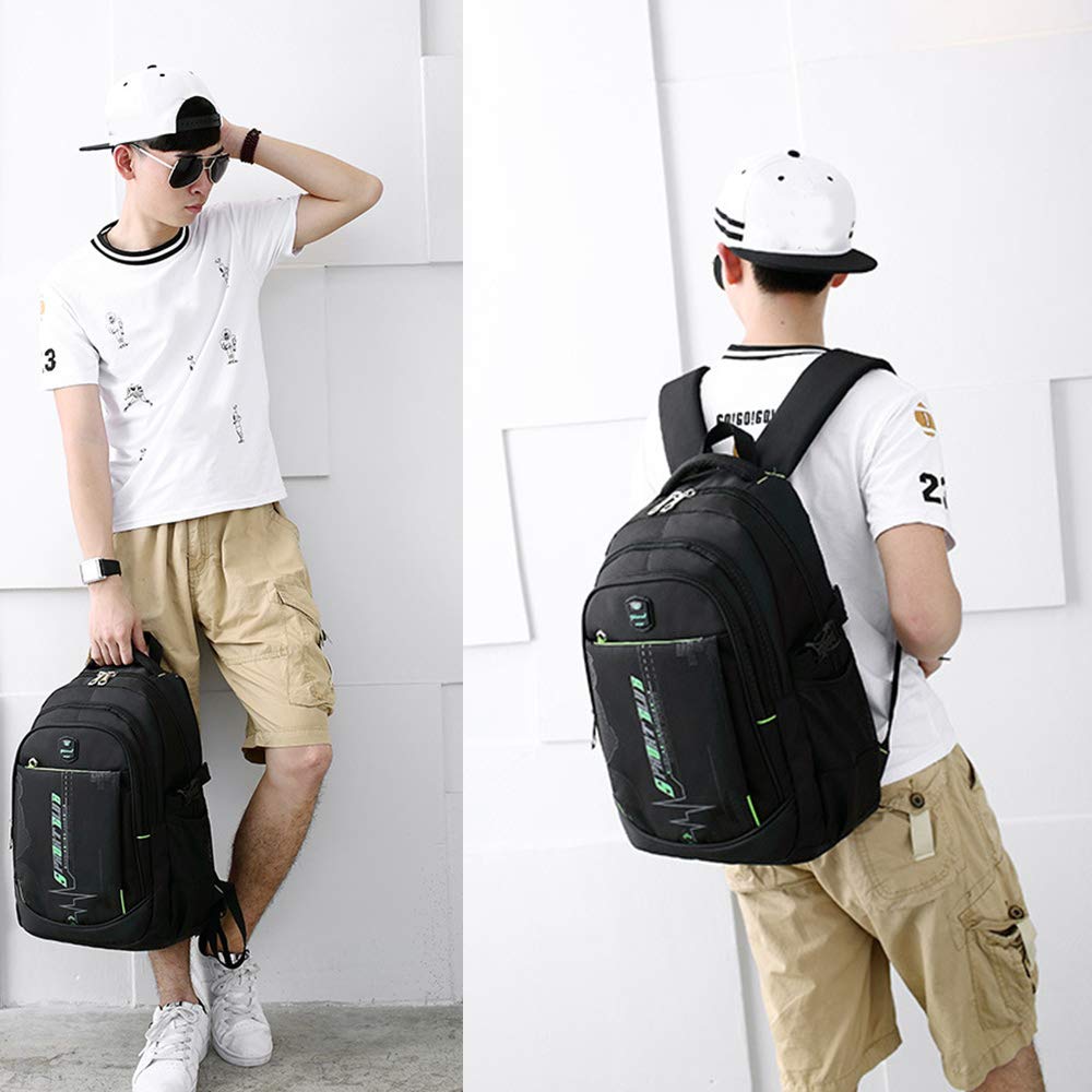 Mochila escolar Mochila para niñas Niños Adolescentes, primarios/secundarios/universitarios Estudiantes Satchel Book Tela Oxford impermeable Bolsa para computadora portátil (black2)