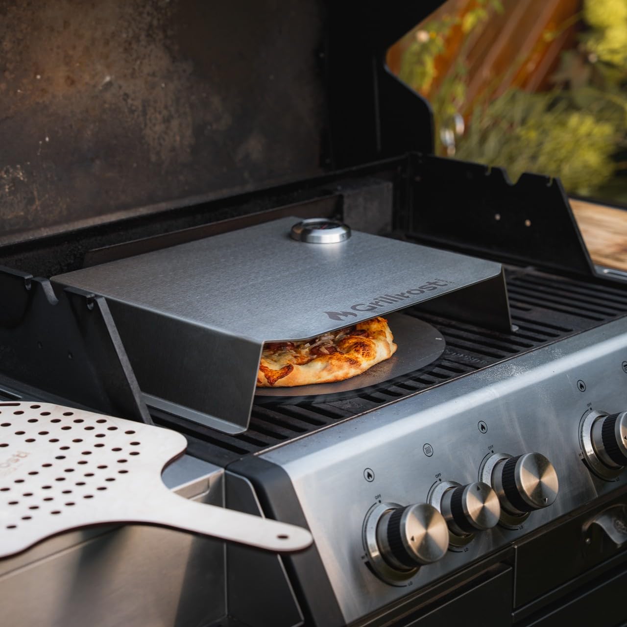 Grillrost.com Das Original Acier à Pizza de Base - extrêmement Massif avec Bande enfichable