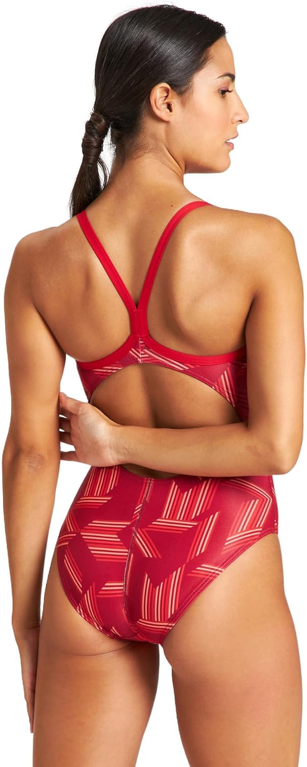 ARENA Women's Kikko Light Drop Back One Piece - Chlorine Resistant, UV Protection, Supportive Thin Straps Swimsuit