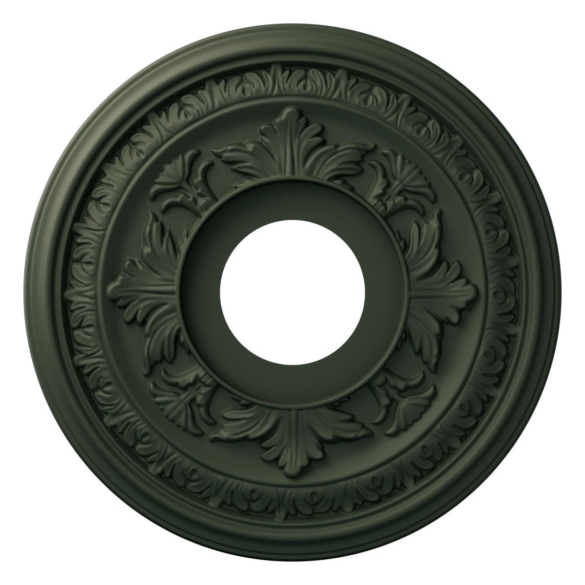 Ekena Millwork 13"OD x 3 1/2"ID x 3/4"P Baltimore Thermoformed PVC Ceiling Medallion (Fits Canopies up to 5 1/4"), UltraCover Satin Hunt Club Green