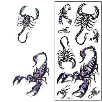 Scorpions Temporary Tattoo Sticker Waterproof Fake Stick on body for Men Woman 60 * 105 Cm Black