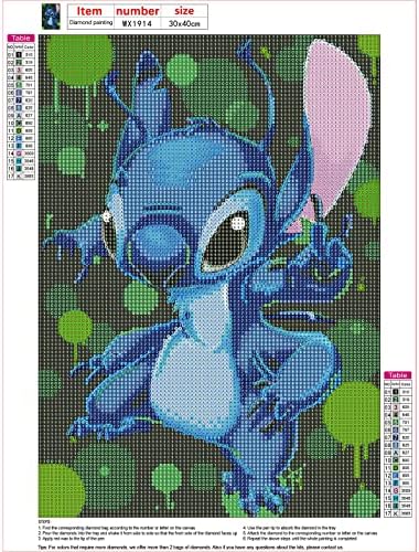 AIRDEA Stitch Diamond Painting Kits, 5D Diamond Painting Kits for Adults, Full Drill Anime Diamond Painting Kits Stitch Diamond Art Kits Animals Crystal Picture Art for Home Decor 11.8x15.7 Inch