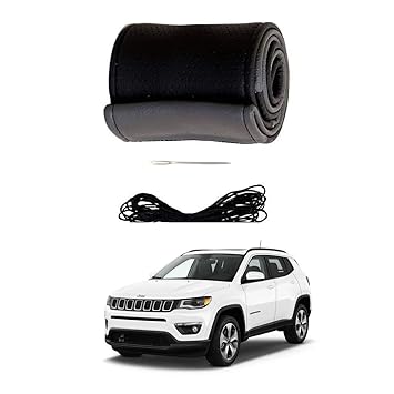 Grey/Black Stiched Steering Leather Luxury Super Fiber Non-Slip Steering Wheel Cover for Jeep