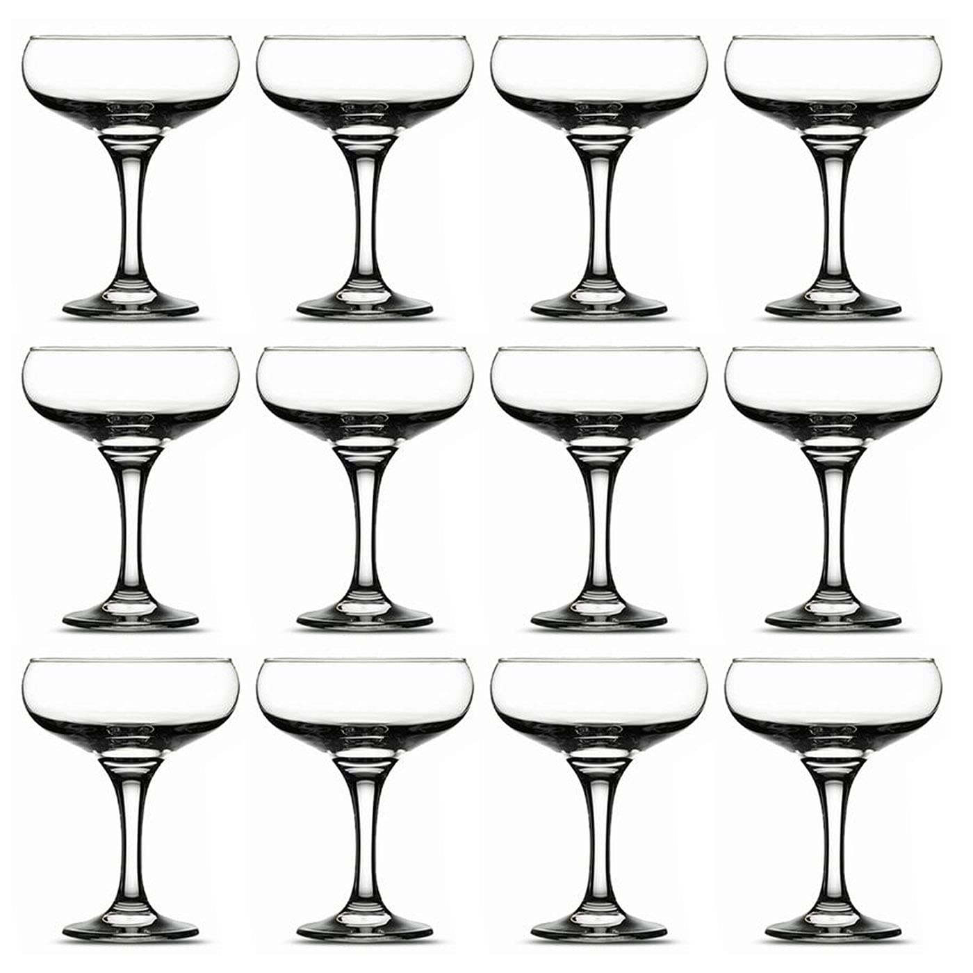 Acan Tradineur - Pack de 12 Copas Misket - Capacidad 23,5 cl (8 oz) - Vasos Vidrio Champagne Celebraciones, Fiestas - Aptas para lavavajillas - Ø 9,5 x 13,5 cm
