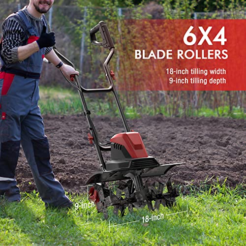 Ecomax 18 Inch 13.5 Amp Corded Electric Tiller Cultivator, With 6 Steel Tines For Lawn & Garden Tiller, Digging & Soil Cultivation, Model: Elg02 #TOP4