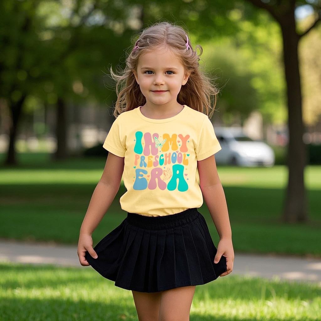 Toddler First Day of School Shirt Boys Girls in My Preschool Era Shirts Cute Graphic Crewneck Short Sleeve Tops