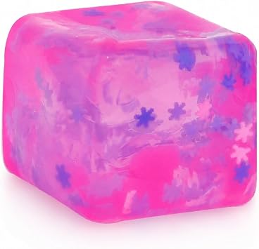 Snowflake Squeeze Toy Ice Cube, 5cm/1.97in Squishy Cube for Kids Ages 3& Adults, Sensory Fidget Toy, Quiet Desk ToyPink