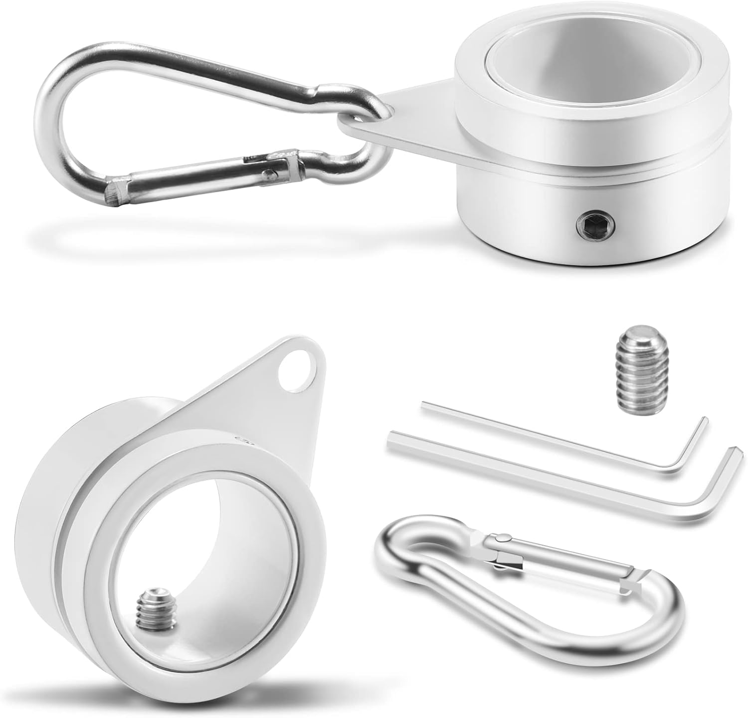 BONWIN 1" White Flag Pole Rings, 2 Pcs Anti Wrap Aluminum Alloy Flag