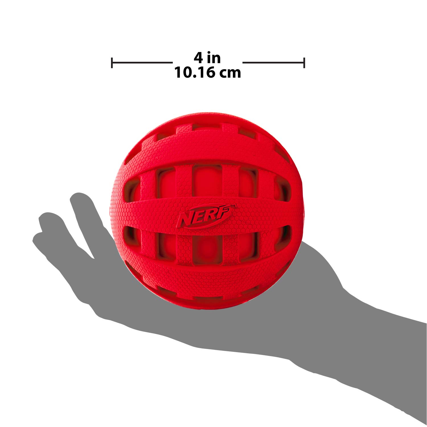 Nerf Dog Basketbal hondenspeelgoed met interactief piepend geluid, licht, duurzaam en waterafstotend, 6,3 cm, voor kleine en middelgrote rassen, eenheid, groen/rood