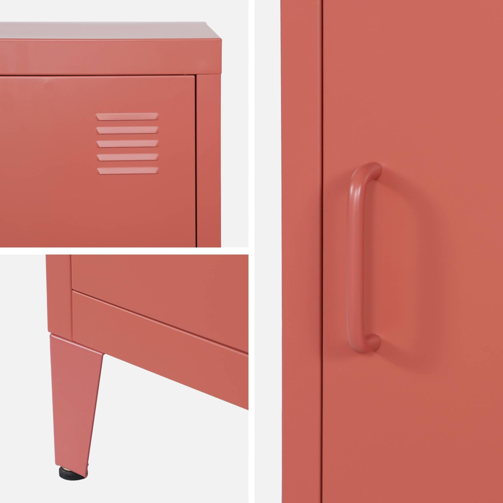 sweeek - Table de Chevet en Acier Terracotta. 1 Porte. casier. Chambre Enfant