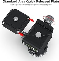 Vista 4 de Trípode mini cabeza de bola panorámica giratoria de 360 grados con placa de zapata rápida de tornillo de 1/4 pulgadas, para trípode monopié