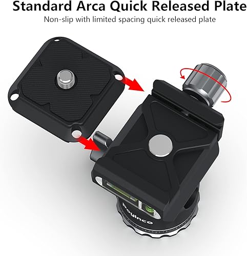 Miniatura 4 de Trípode mini cabeza de bola panorámica giratoria de 360 grados con placa de zapata rápida de tornillo de 14 pulgadas, para trípode monopié