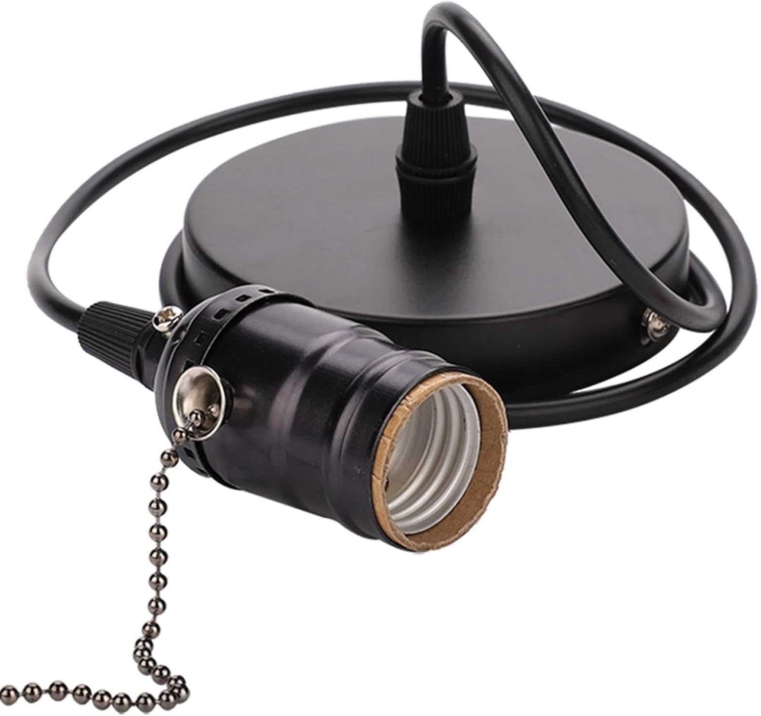 Vintage Mini Pendant Light Kit - E27 Base Edison Style With Pull Chain Black