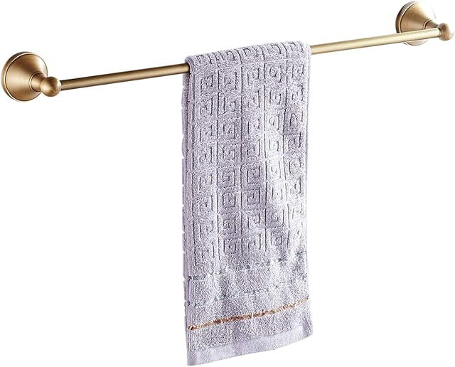 Flybath Towel Rail Bar Single Layer Antique Brass Towels Hanger Holder Wall Mounted 60 cm / 24 Inch, Brushed Bronze