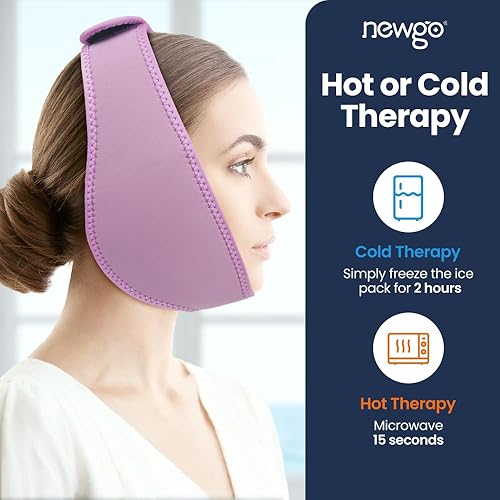 Miniatura 6 de NEWGO Paquete de hielo de mandíbula, paquete de hielo de muelas del juicio para aliviar el dolor bucal facial, envoltura de hielo facial con 4