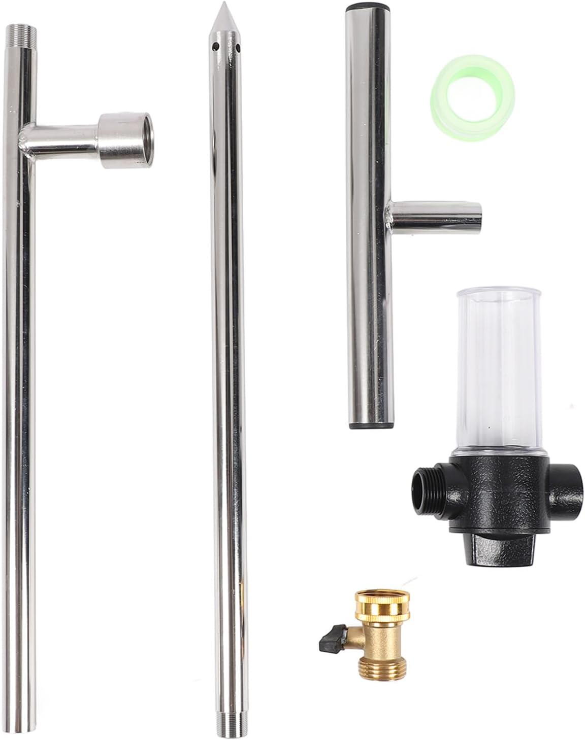 Deep Root Tree Watering Tool Stainless Steel, 32 Inch Length with Fertilizer Bottle and Valve - Efficient Water Delivery, Durable Irrigation System, Ideal for Trees and Shrubs