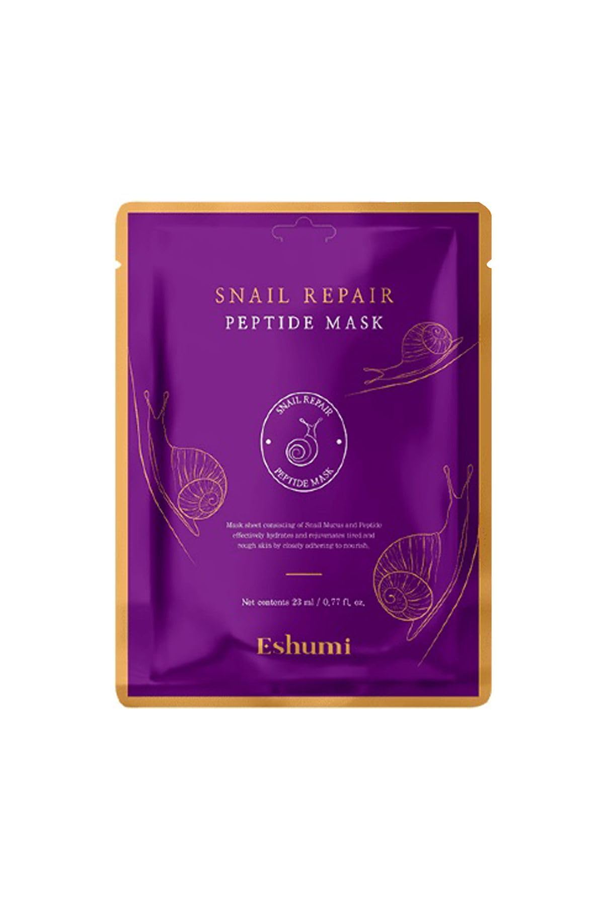 Korean product Mask sheet consisting of snail mucas and peptide effectively hydrates and rejuvenates tired and rough skin by closely adhering to nourish