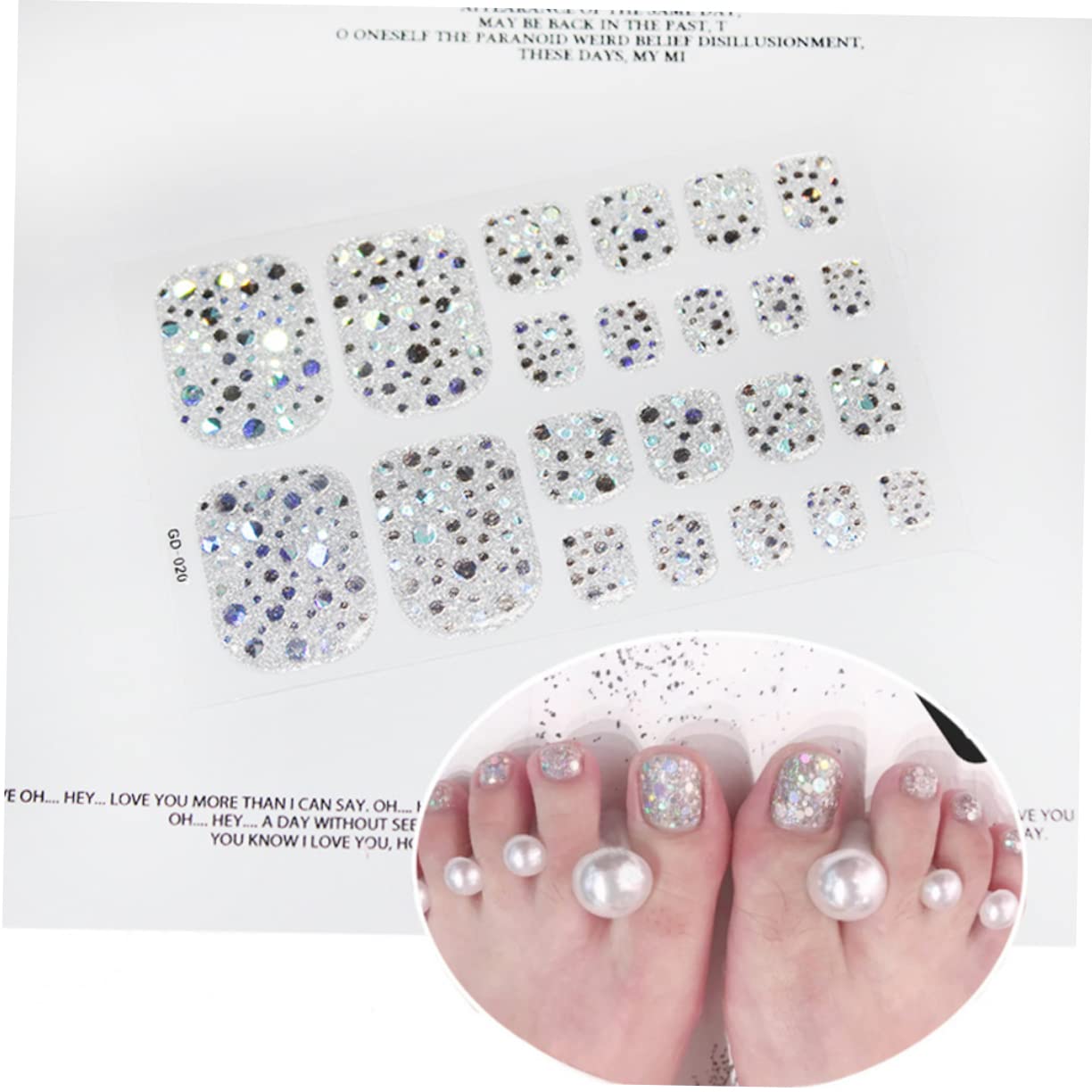 LALAFINA 36 Pz Punta Dell'unghia Falsa Adesivi Per Smalto Per Unghie Piedi Calcomanias Para Uñas Decalcomanie Avvolgenti Per Manicure Piede Pieno Adesivi Per Unghie Mancare
