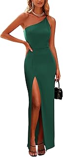 PRETTYGARDEN Women's 2025 Summer Formal Wedding Guest Dresses One Shoulder Spaghetti Strap High Slit Maxi Bodycon Dress